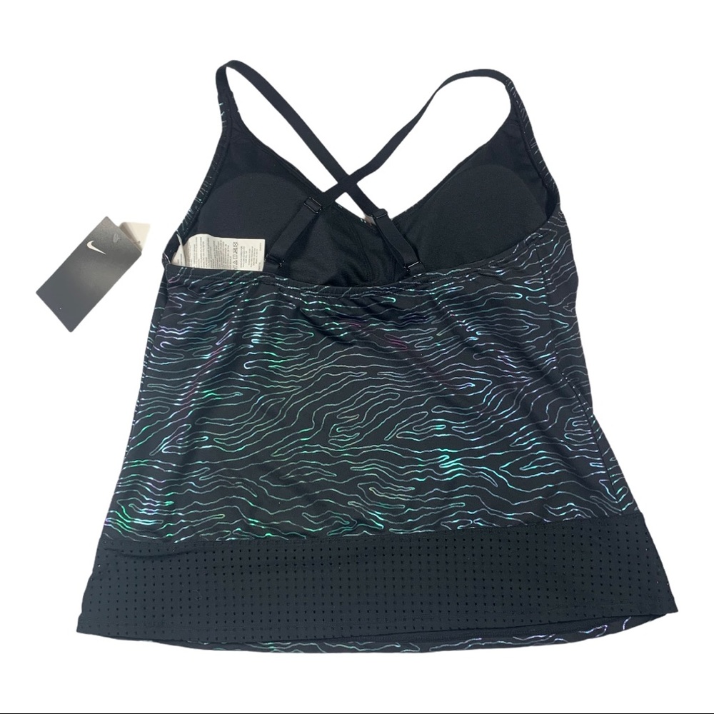 Nike Geo Onyx Printed Crossback Tankini Swim Top - Picture 2 of 3